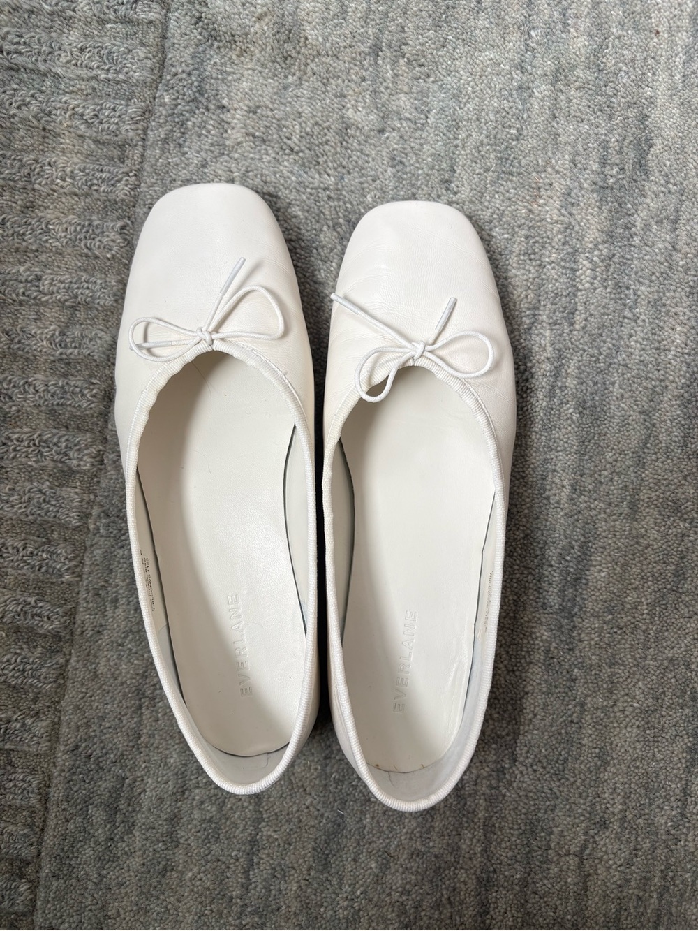 NEW Everlane Day Ballet Flat - Canvas White Leather - Size 7.5 EU 38